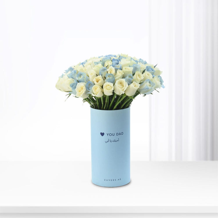 101 Blue Sky Roses Love You Dad Vase