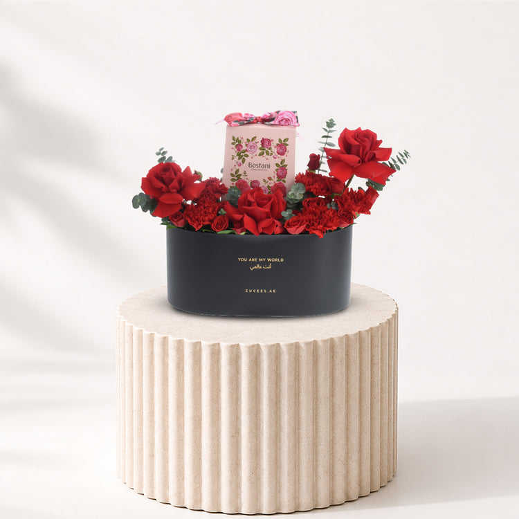 Red Fever Love Box with Bostani Chocolates Combo - Zuvees.ae