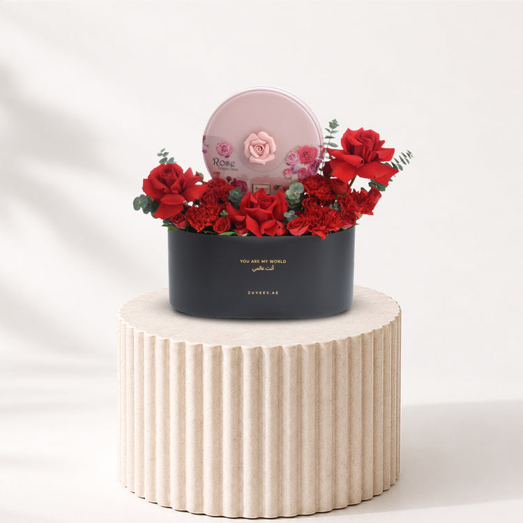 Red Fever Love Box with Bostani Chocolates Combo - Zuvees.ae