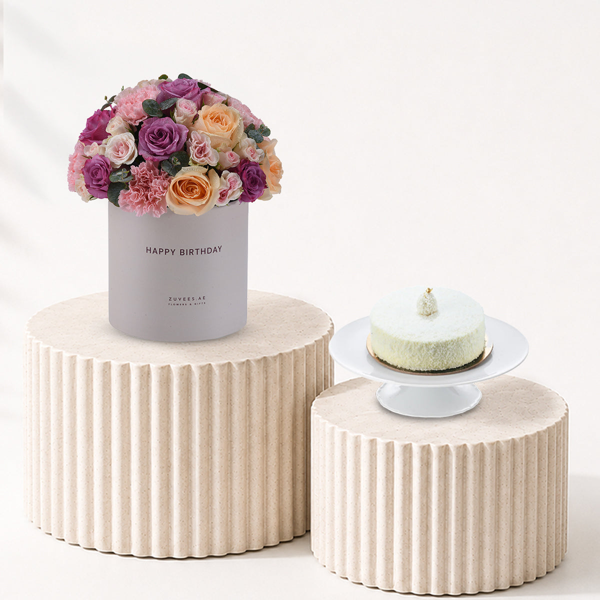 Blush & Lavender Birthday Box Cake Combo - Zuvees.ae