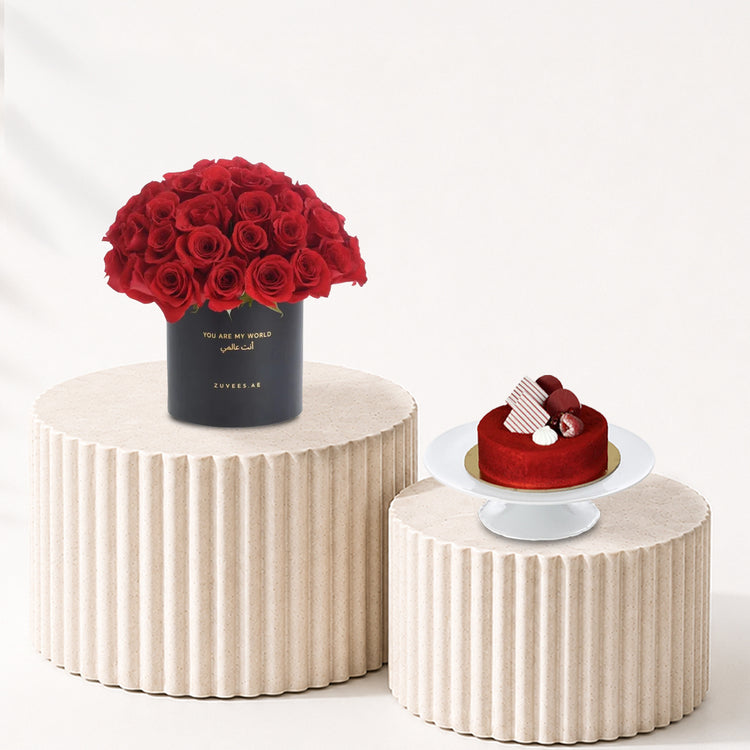 51 Roses in Red Aura Black Love Vase Cake Combo - Zuvees.ae