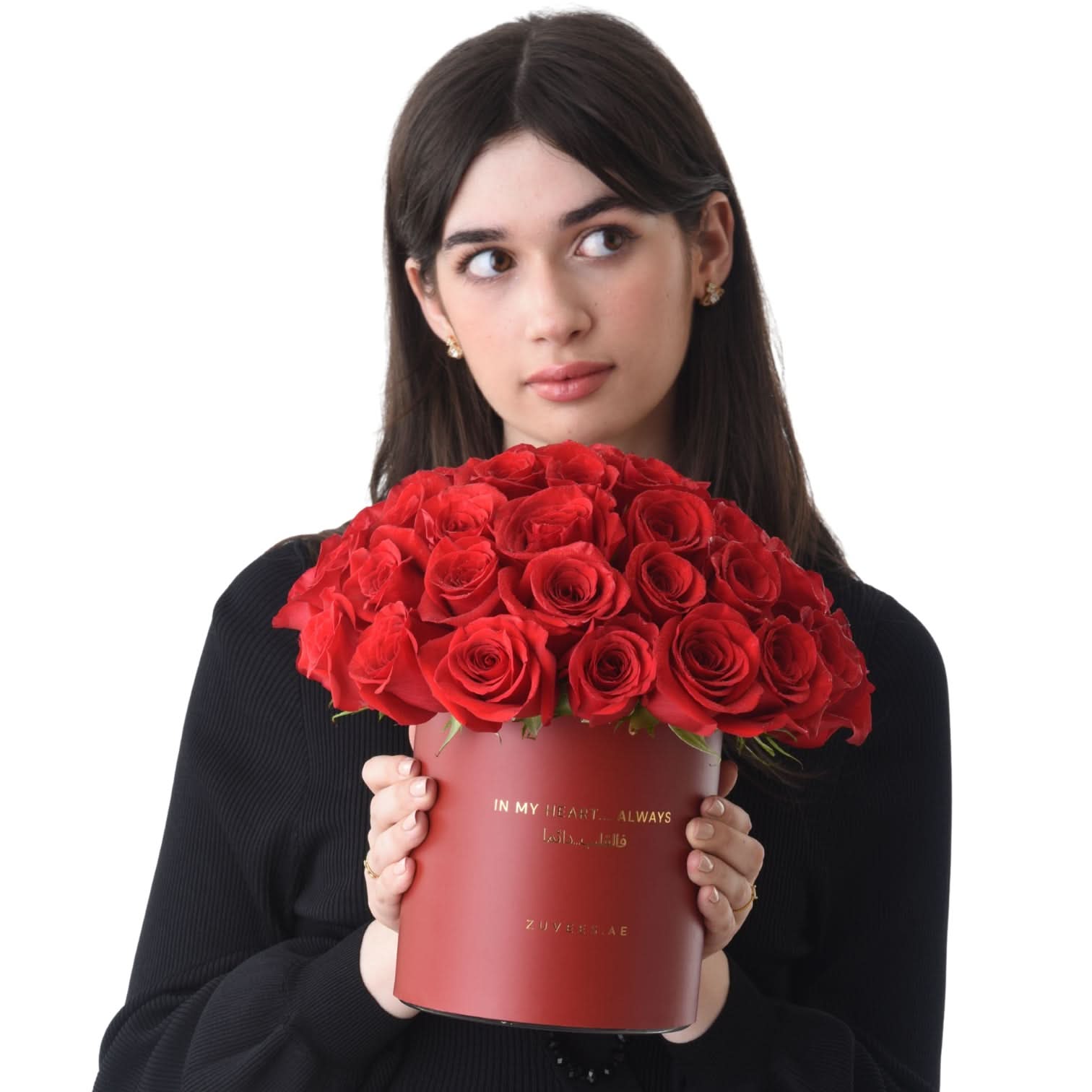 50 Roses in Red Aura Red Love Vase - Zuvees.ae