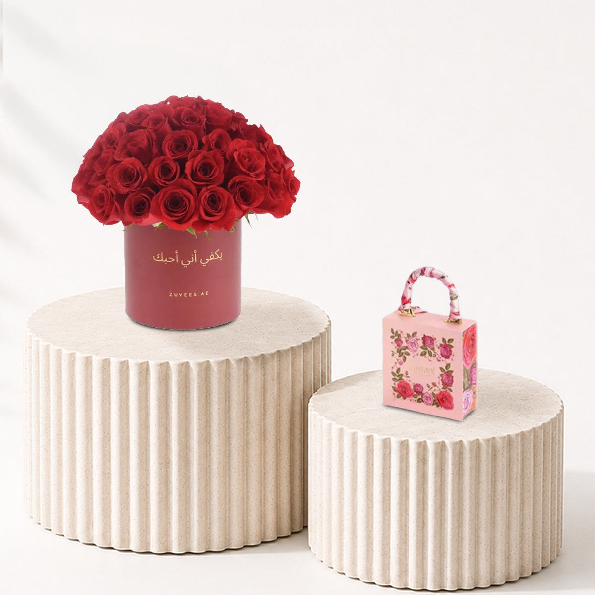 51 Roses in Red Aura Arabic Love Vase Chocolate Combo - Zuvees.ae