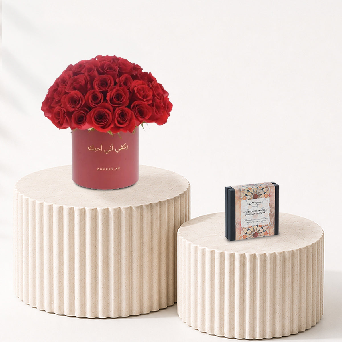 51 Roses in Red Aura Arabic Love Vase Chocolate Combo - Zuvees.ae
