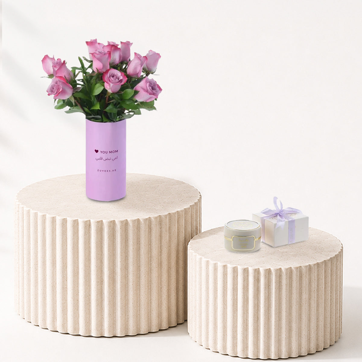 12 Purple Roses Vase To Mom Bakhoor Combo - Zuvees.ae