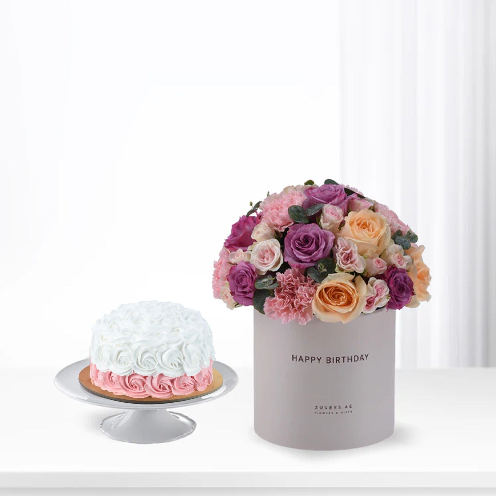 Blush & Lavender Birthday Box Cake Combo - Zuvees.ae