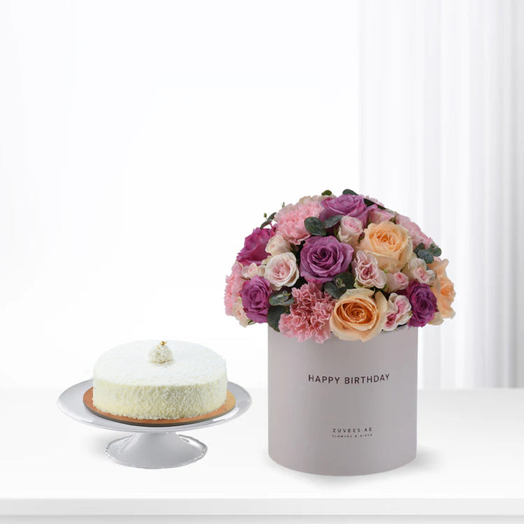 Blush & Lavender Birthday Box Cake Combo - Zuvees.ae