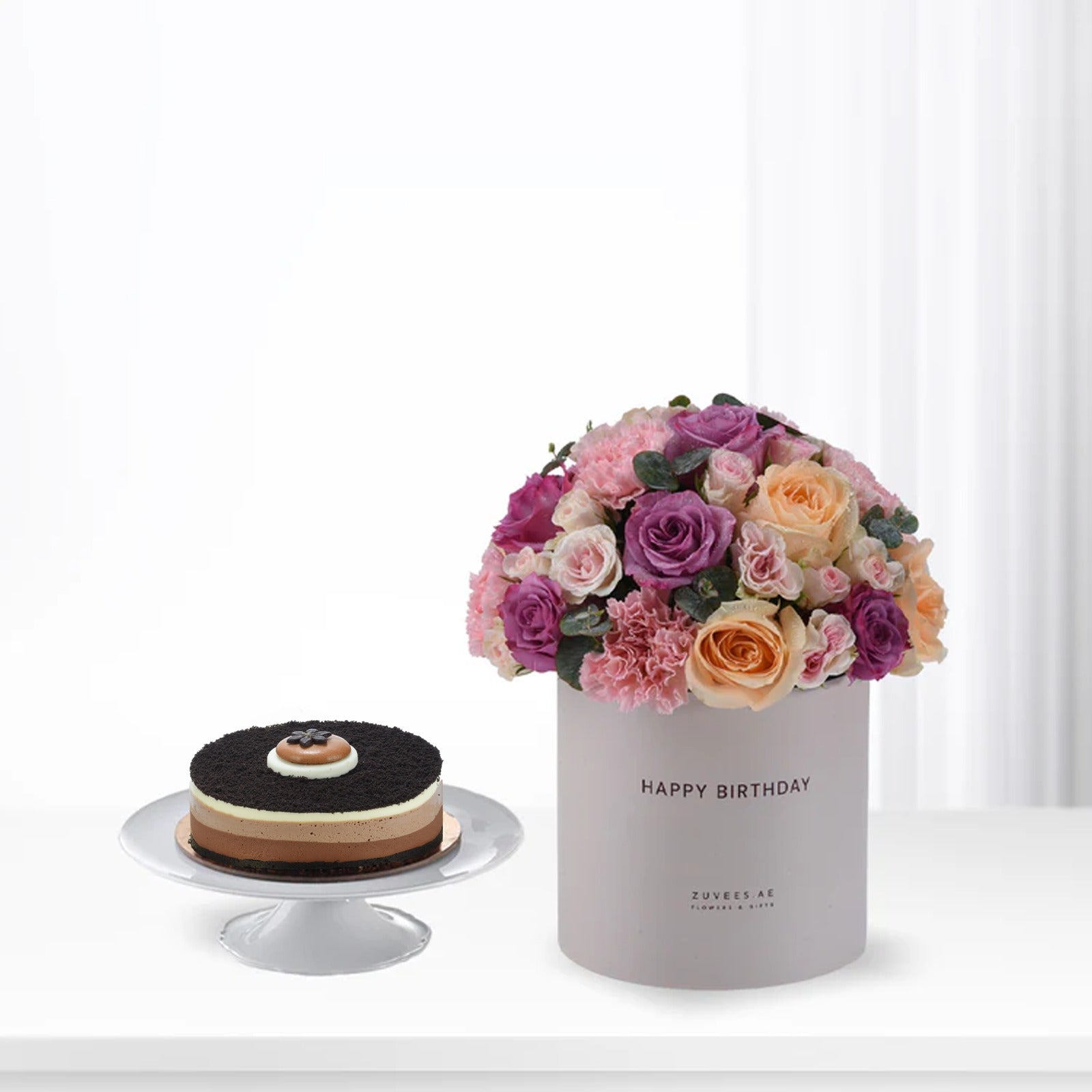 Blush & Lavender Birthday Box Cake Combo - Zuvees.ae