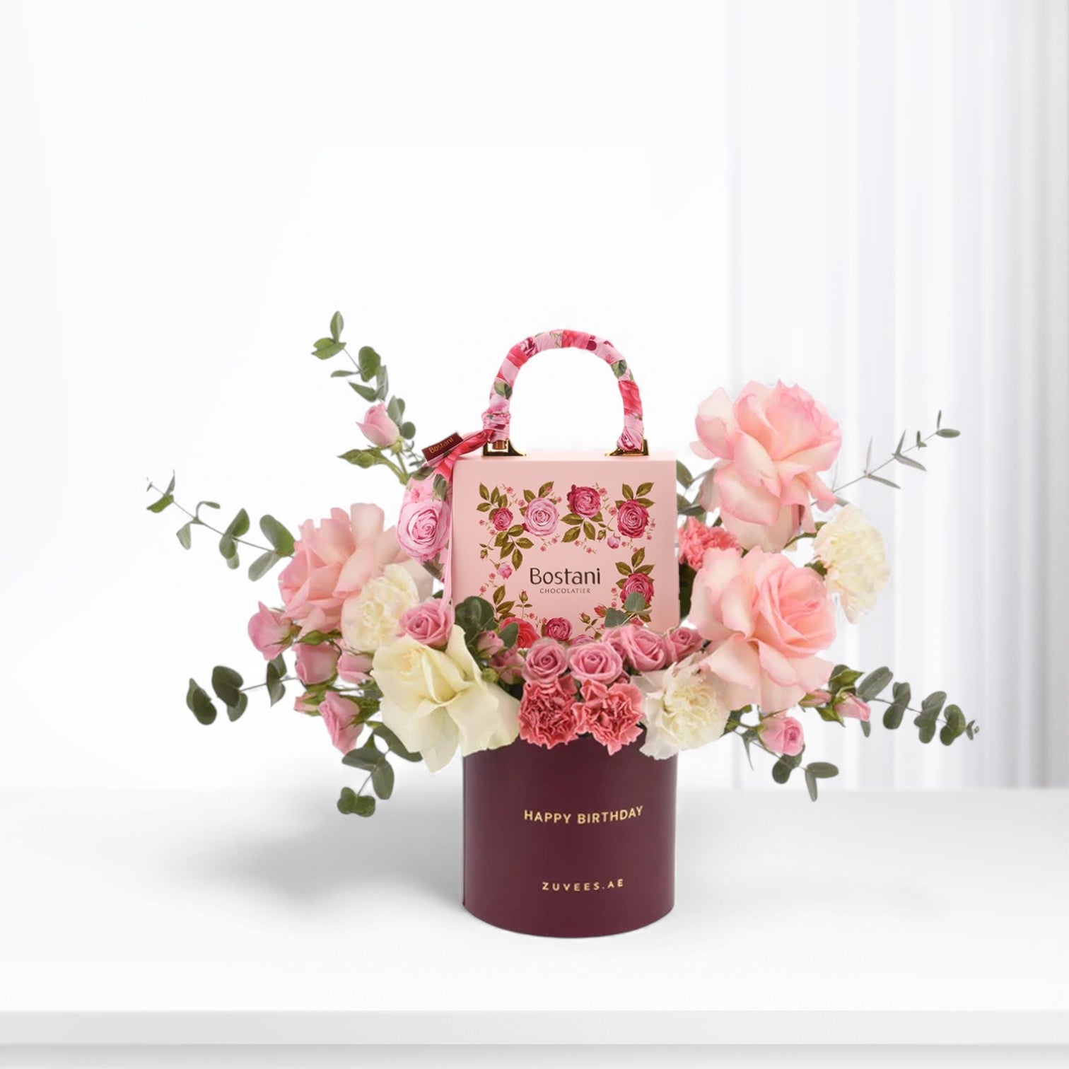 Blushing Delight Birthday Bloom & Chocolate Combo - Zuvees.ae