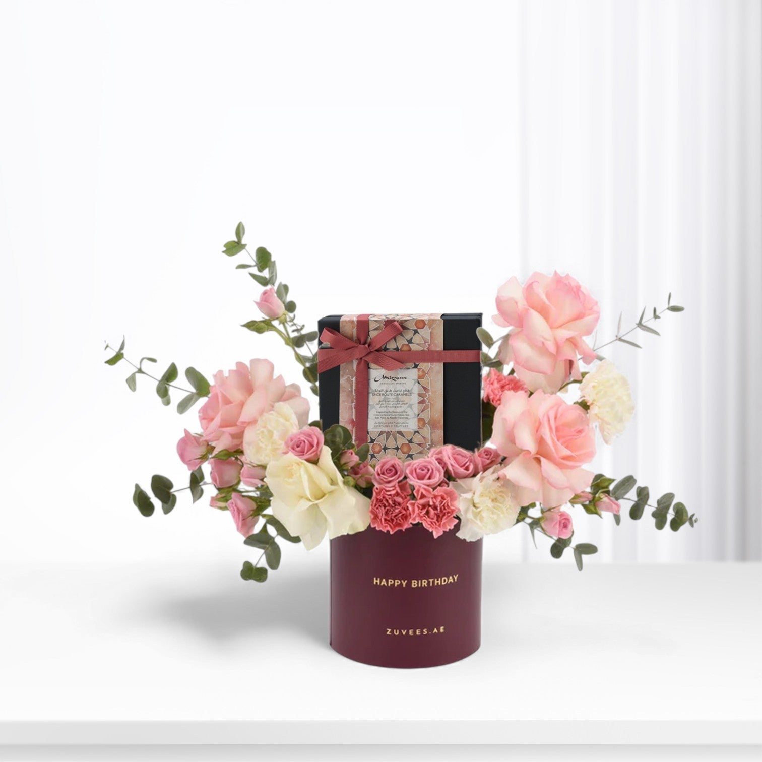 Blushing Delight Birthday Bloom & Chocolate Combo - Zuvees.ae