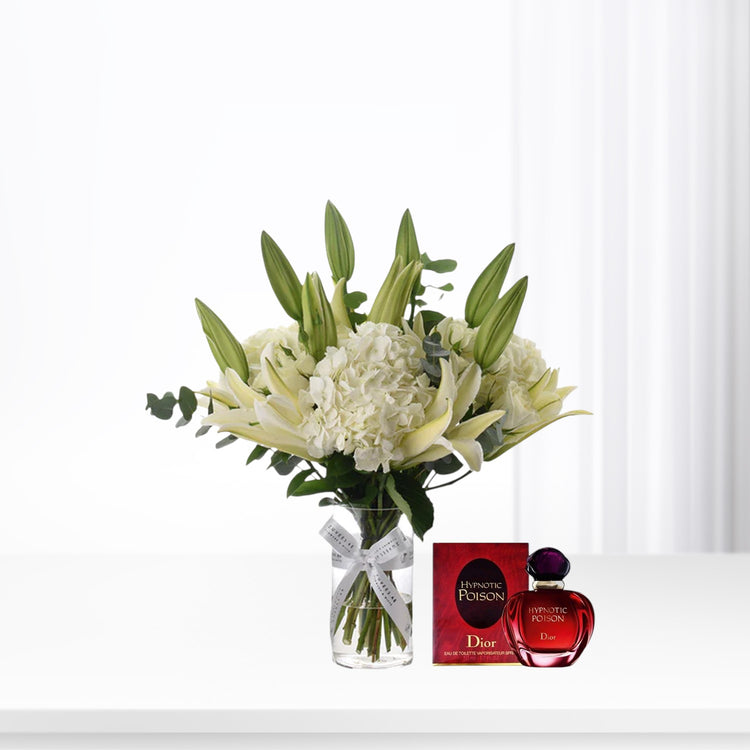 Celestial Bloom Glass Vase Perfume Combo - Zuvees.ae