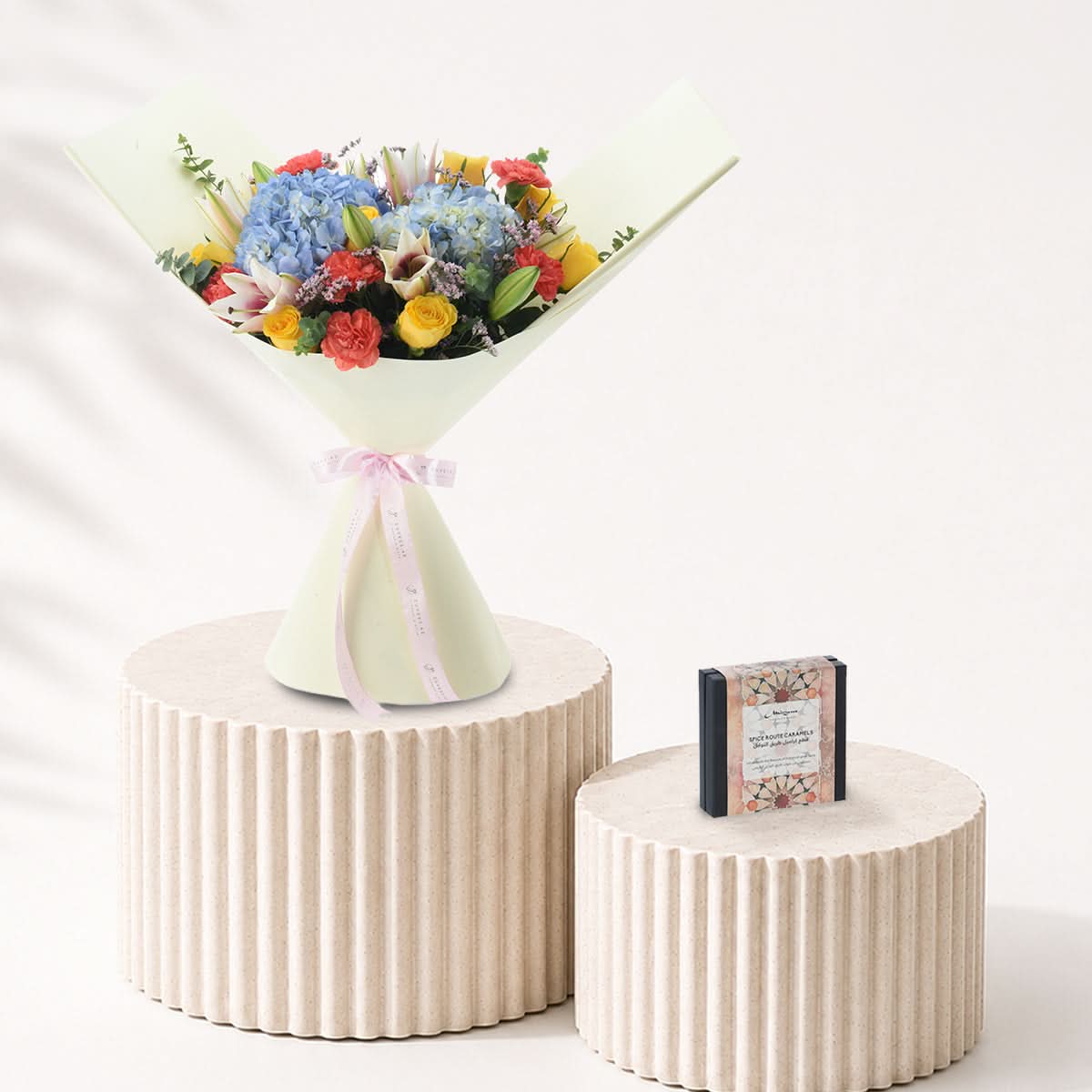 Diwali Hydrangea, Roses & Lily Bouquet Chocolate Combo - Diwali Gifts