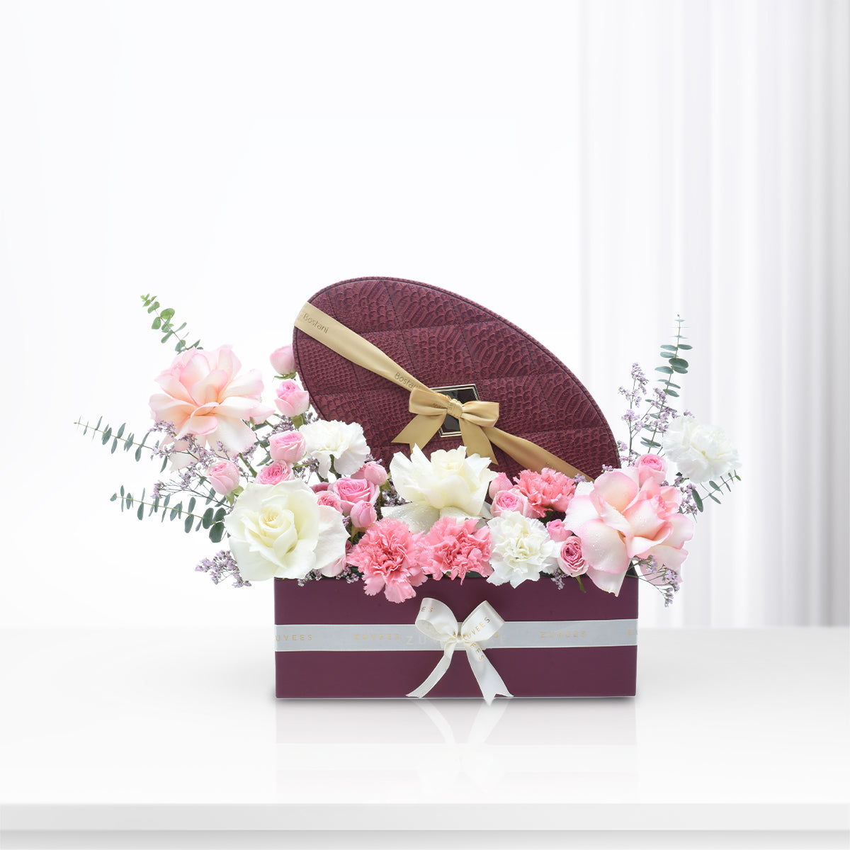 Diwali Pink & White Rose Gift Box - Diwali Gifts