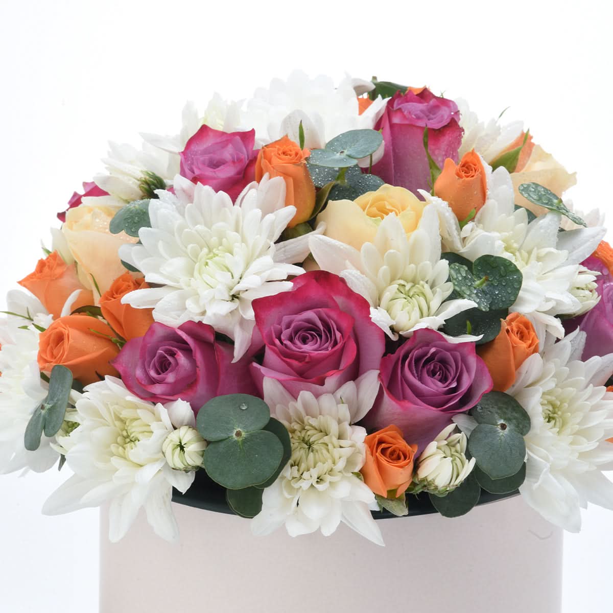 Diwali Purple Rose & White Chrysanthemum Box - Diwali Gifts