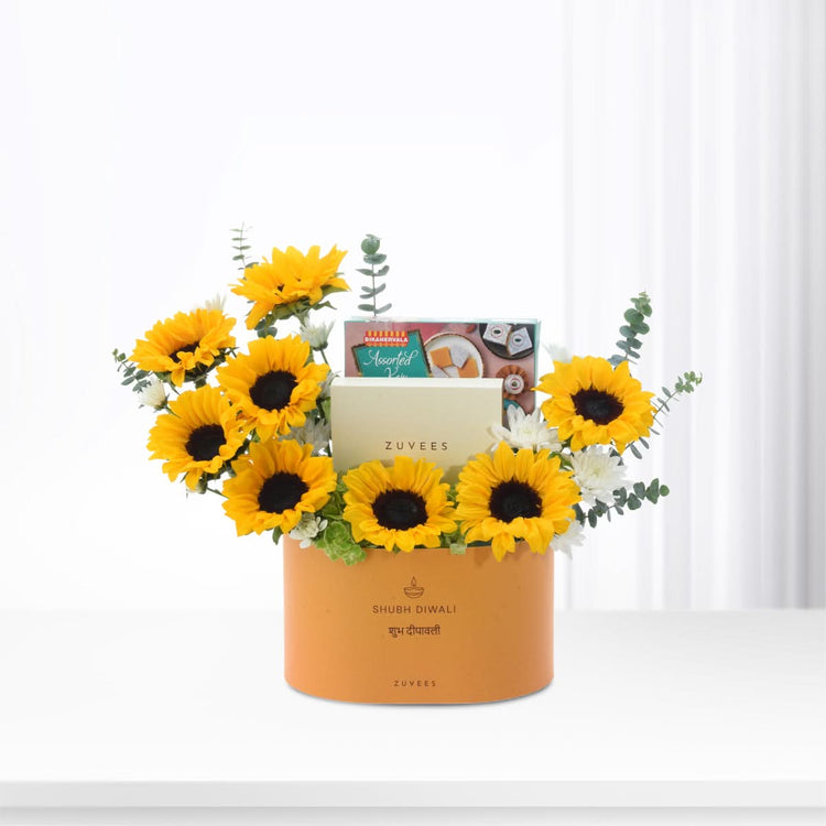 Diwali Sunflower & Kaju Sweets Gift Box -Diwali Gifts