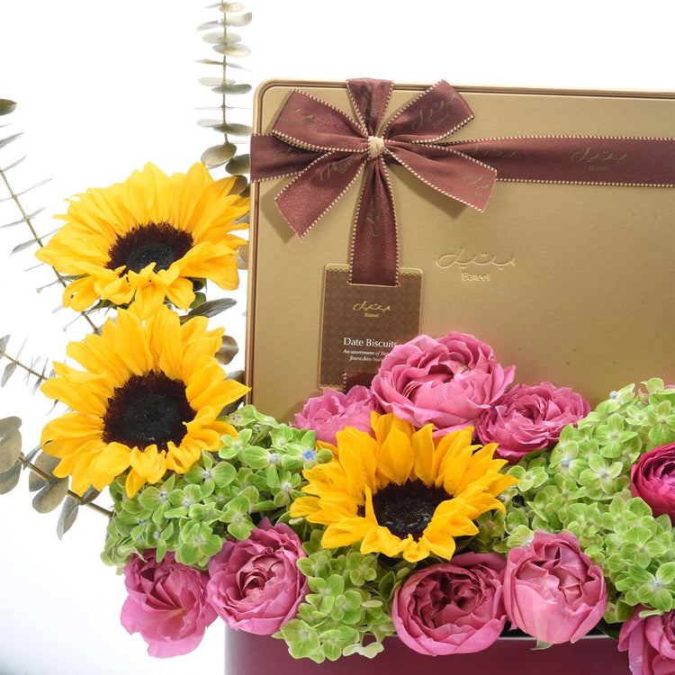 Diwali Sunflower & Purple Bloom Gift Box - Diwali Gifts