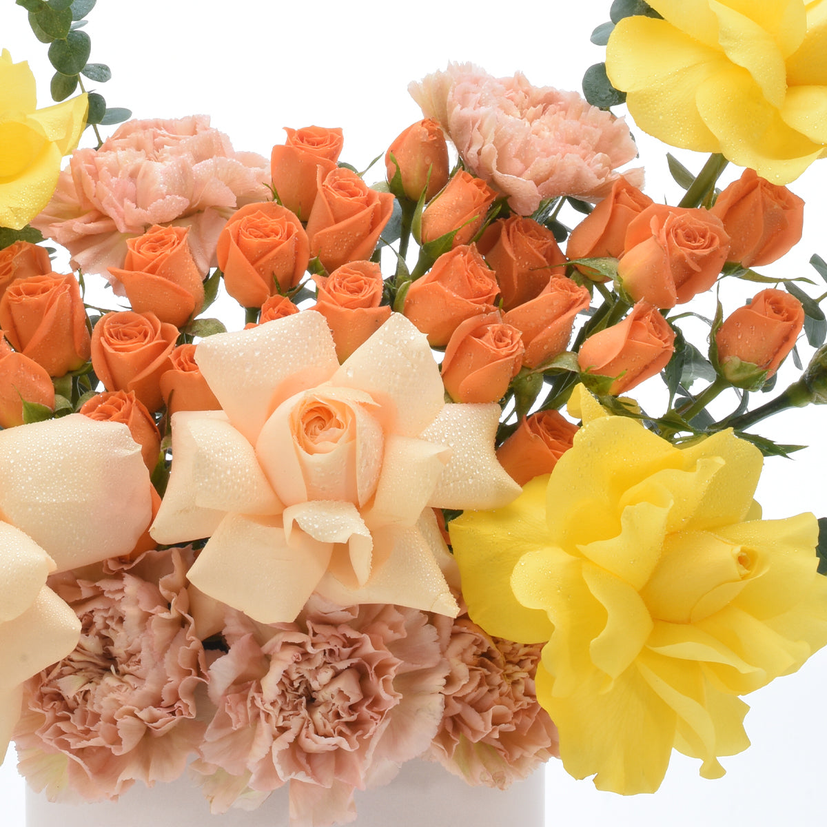 Diwali Yellow Rose & Peach Bloom Box - Diwali Gifts