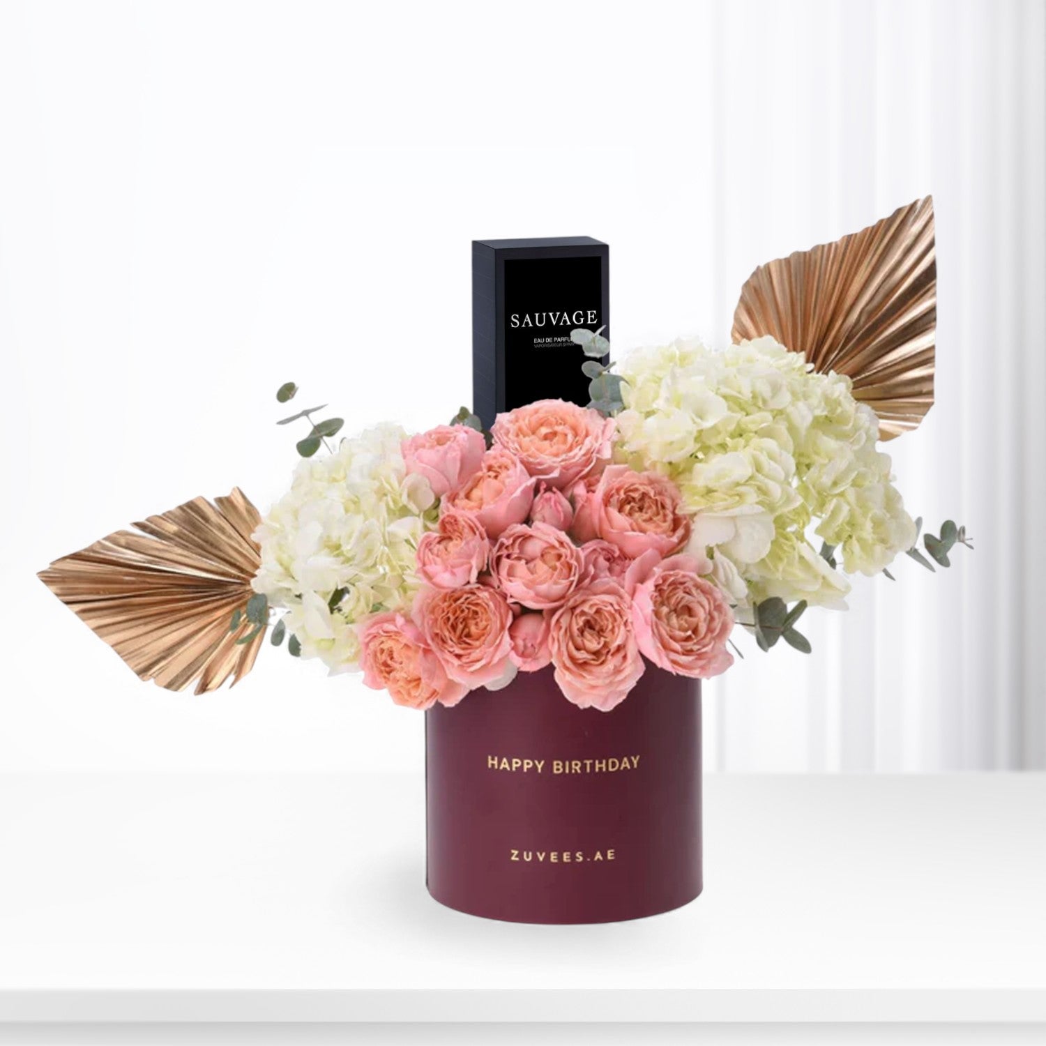 Golden Peach – Birthday Bloom Box with Fragrance - Zuvees.ae