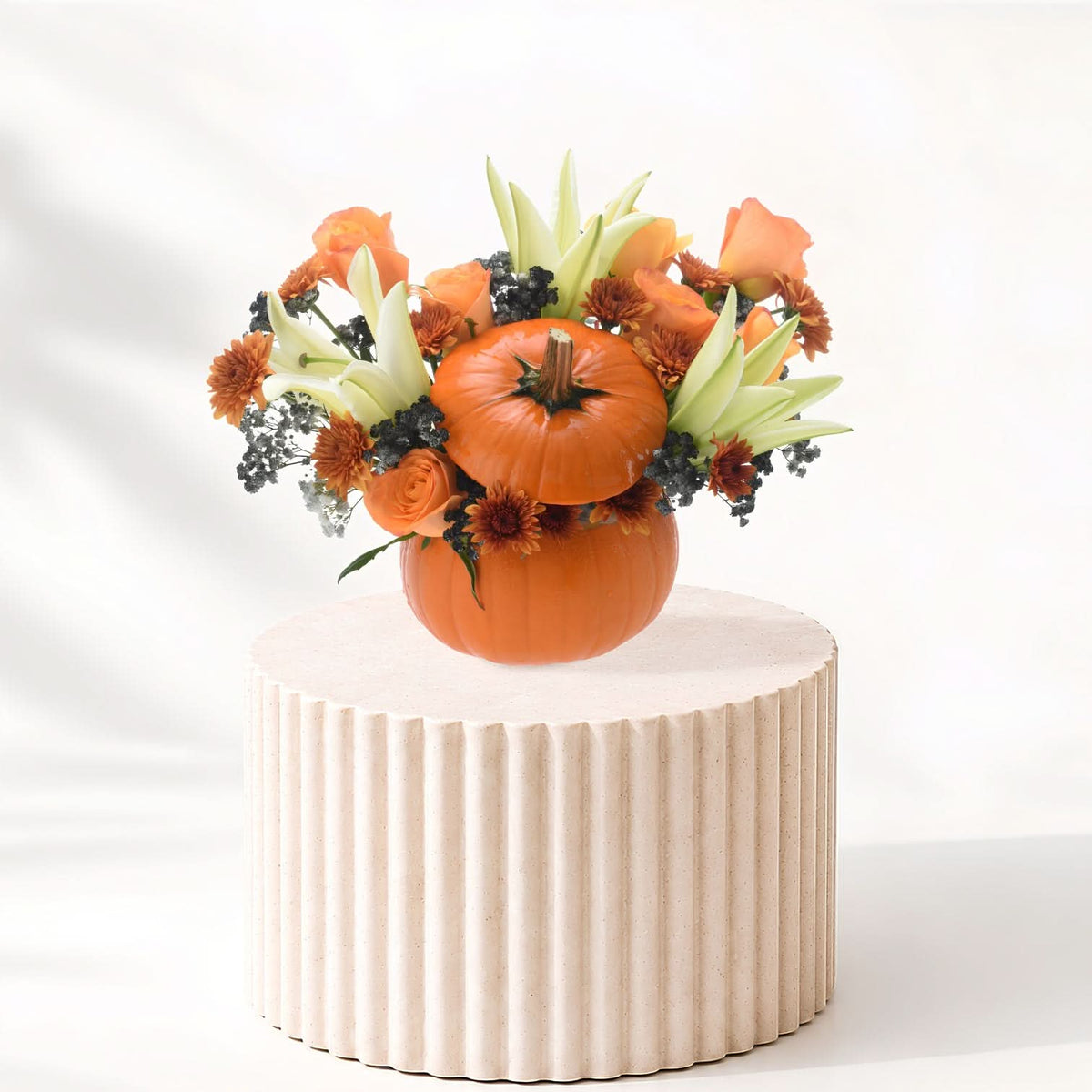 Halloween Lily and Mix Flowers Pumpkin - Halloween Gifts