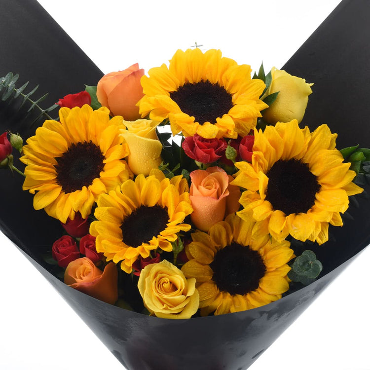 Halloween Mixed Rose and Sunflower Bouquet - Halloween Gifts