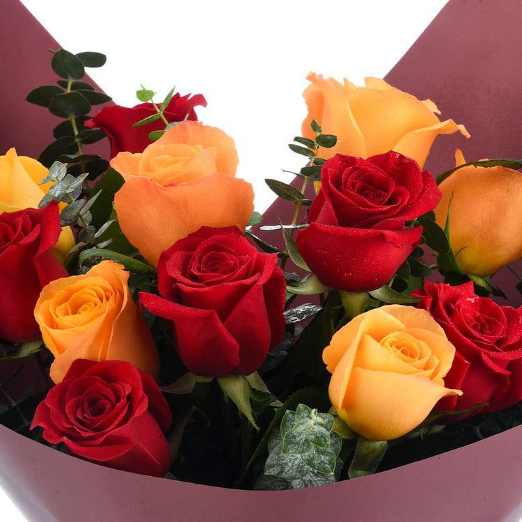 Halloween Red and Orange Roses Bouquet - Halloween Gifts