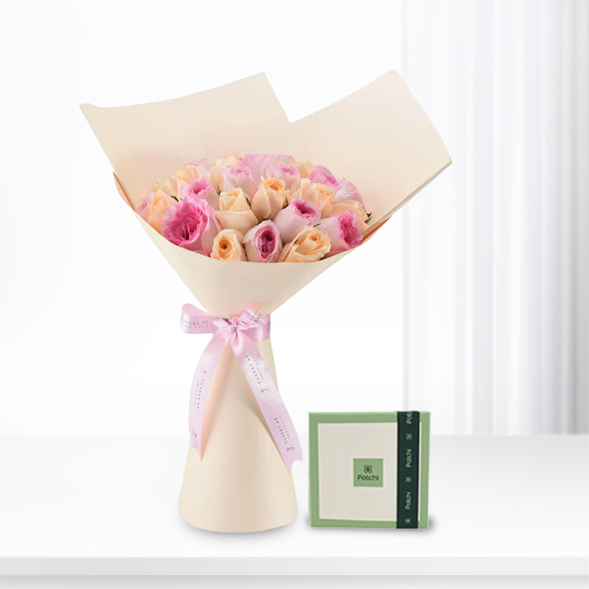 Peach & Pink Delight Bouquet Chocolate Combo - Zuvees.ae