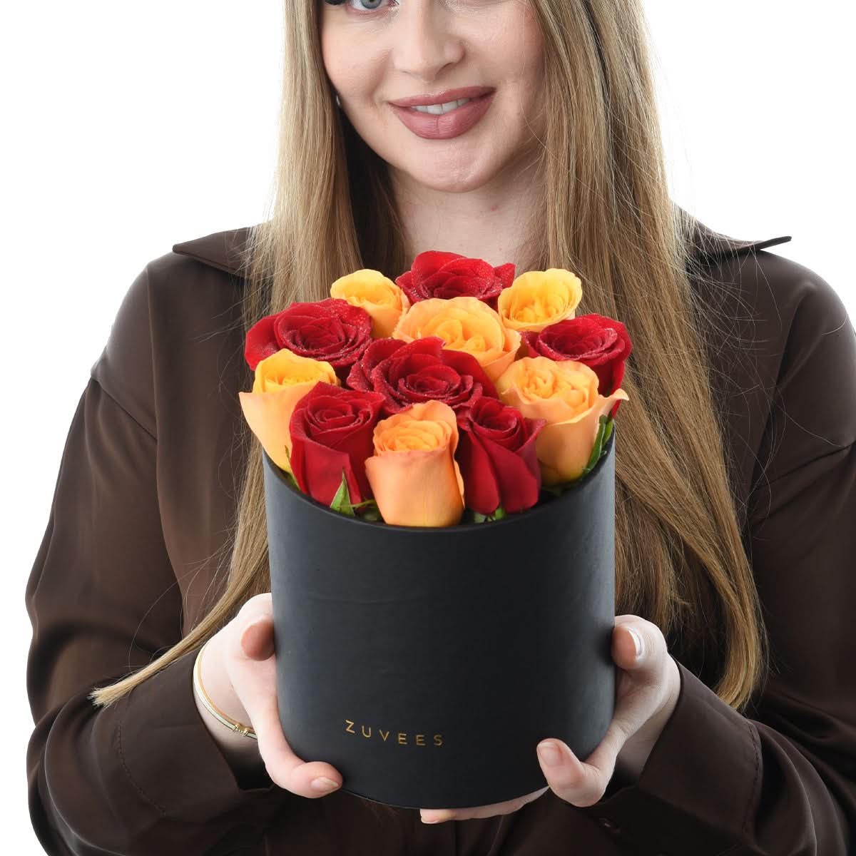Red and Orange Mixed Rose Box - Halloween Gifts