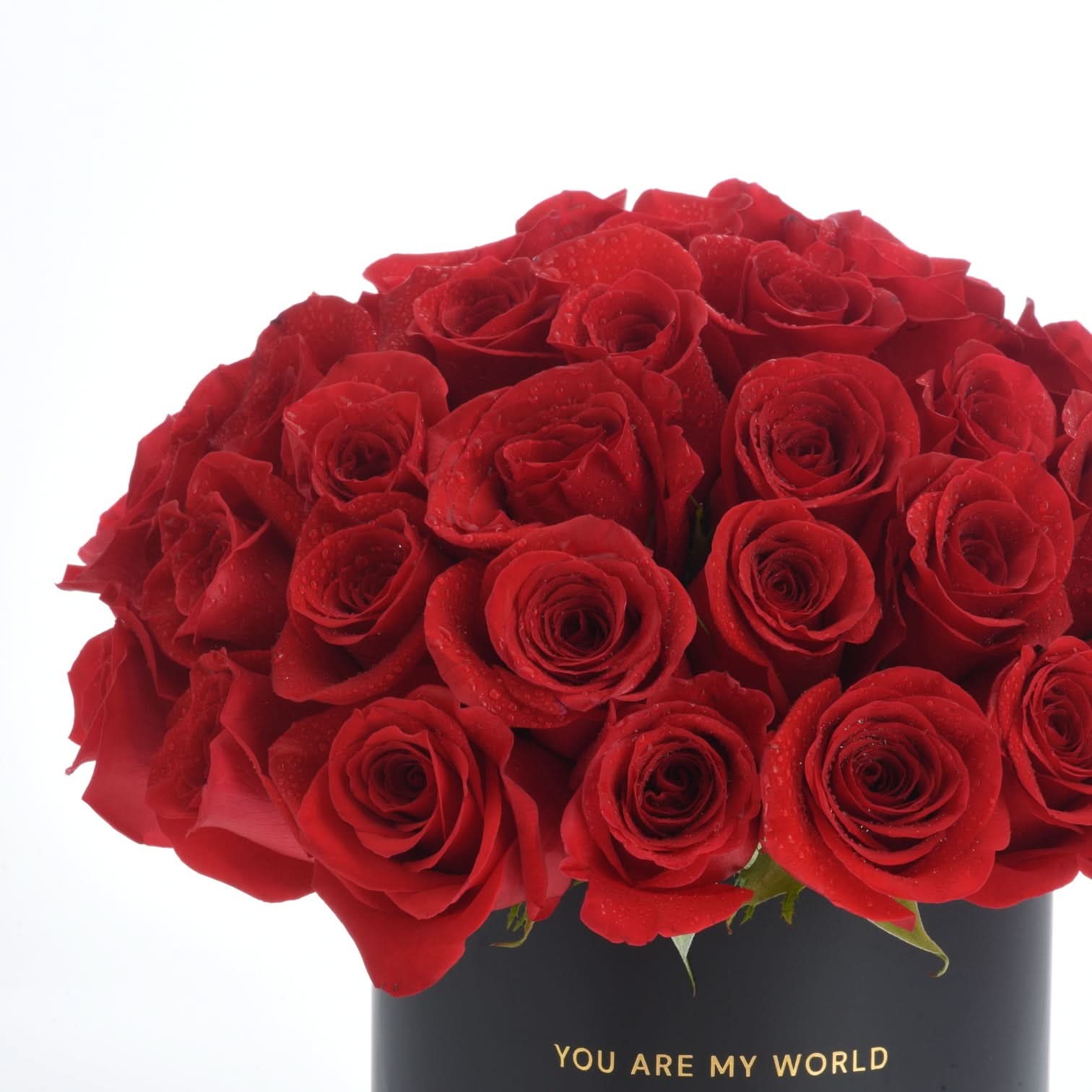 50 Roses in Black Love Vase with Body Shop & Bateel Dates - Zuvees.ae