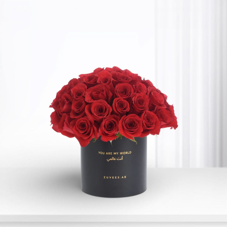 50 Red Roses in Vase - Zuvees.ae