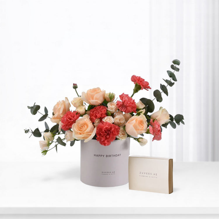 Sunset Bliss Birthday Box Chocolate Combo - Zuvees.ae