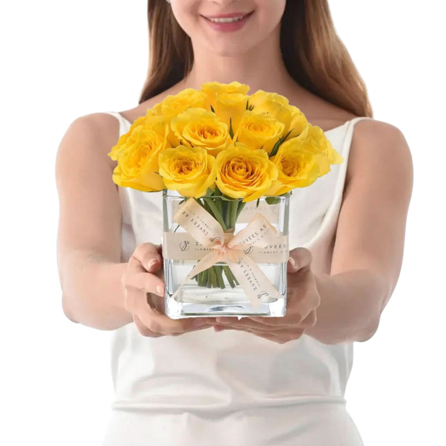 Sunshine Bliss In Glass Vase - Zuvees.ae
