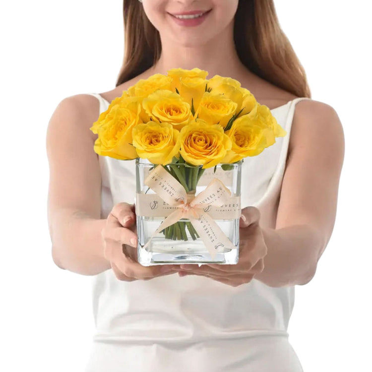 Sunshine Bliss In Glass Vase - Zuvees.ae