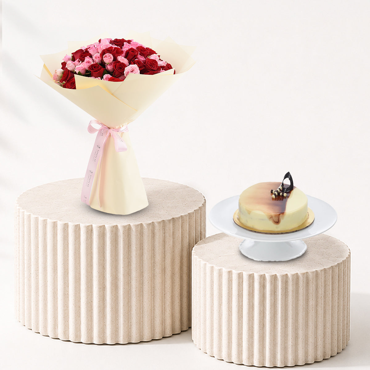 Freedom of Love 50 Rose Bouquet Cake Combo - Zuvees.ae