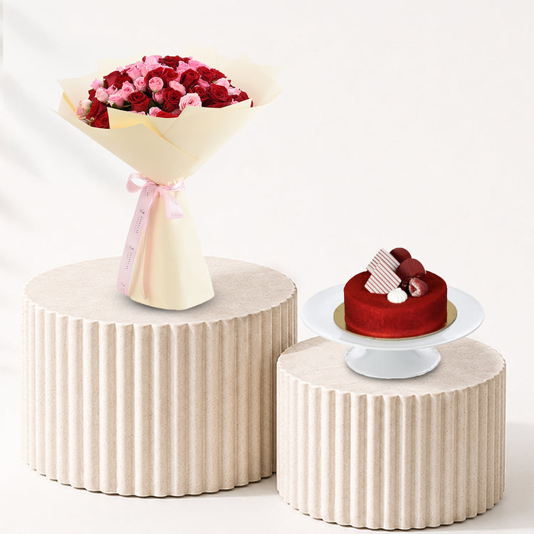 Freedom of Love 50 Rose Bouquet Cake Combo - Zuvees.ae