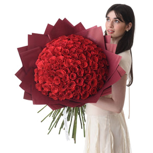 100 Red Roses Bouquet - Zuvees.ae