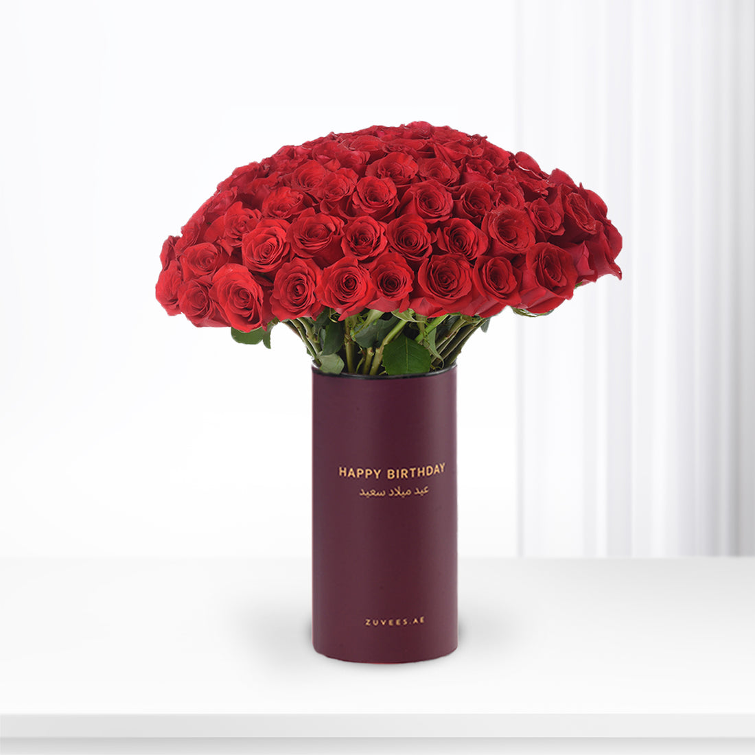 101 Red Roses In Birthday Vase - Zuvees.ae