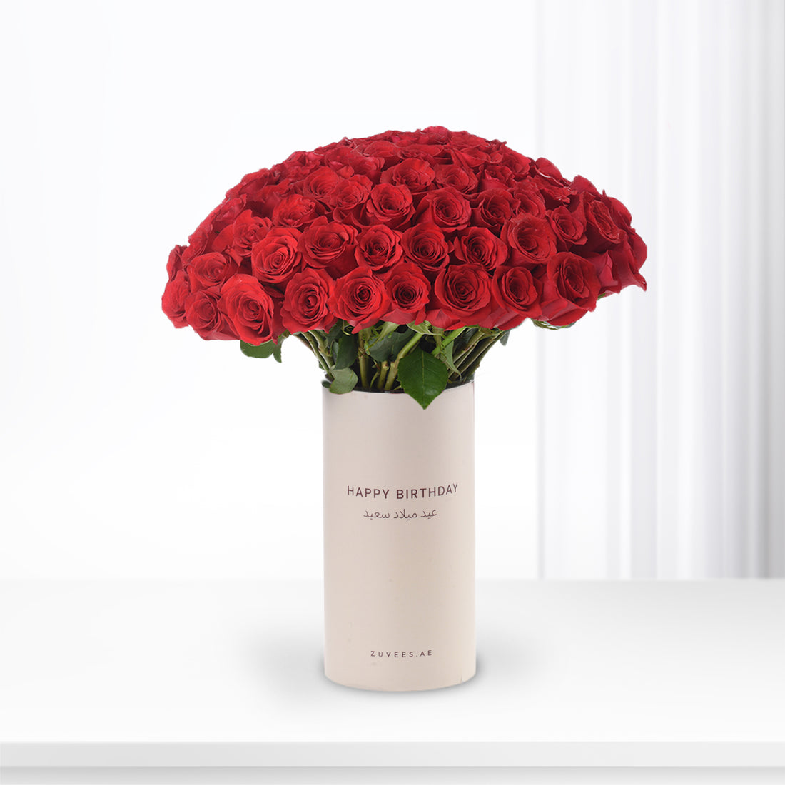 101 Red Roses In Birthday Vase - Zuvees.ae