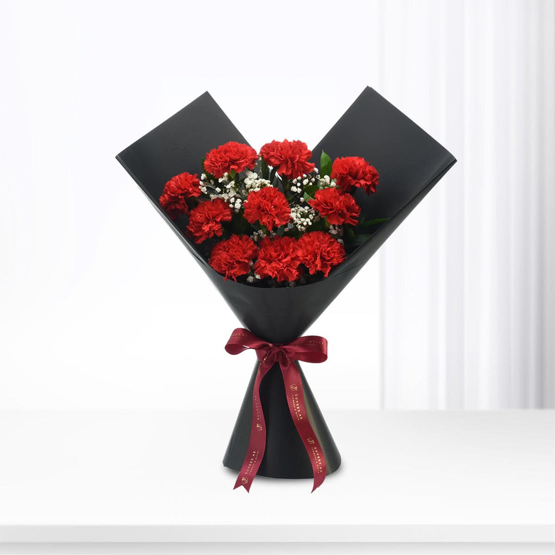 10 Burgundy Carnations Bouquet - Zuvees.ae