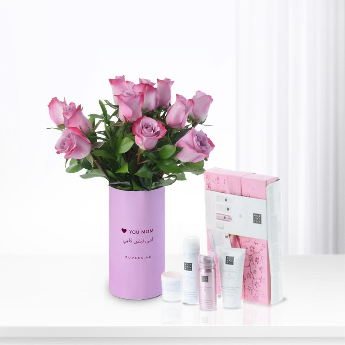 12 Purple Roses Vase To Mom Rituals Combo - Zuvees.ae