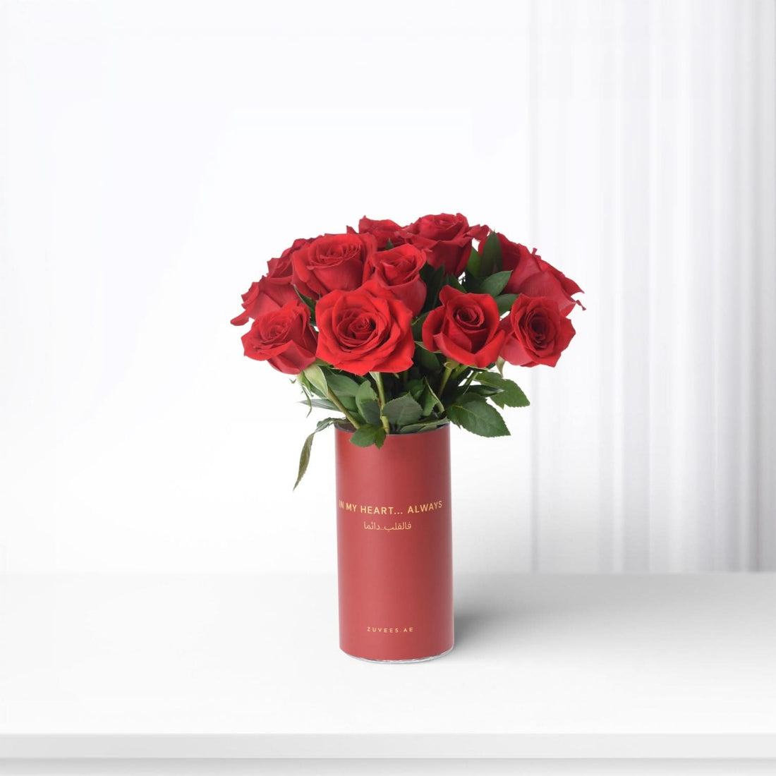 12 Red Roses In Love Vase - Zuvees.ae