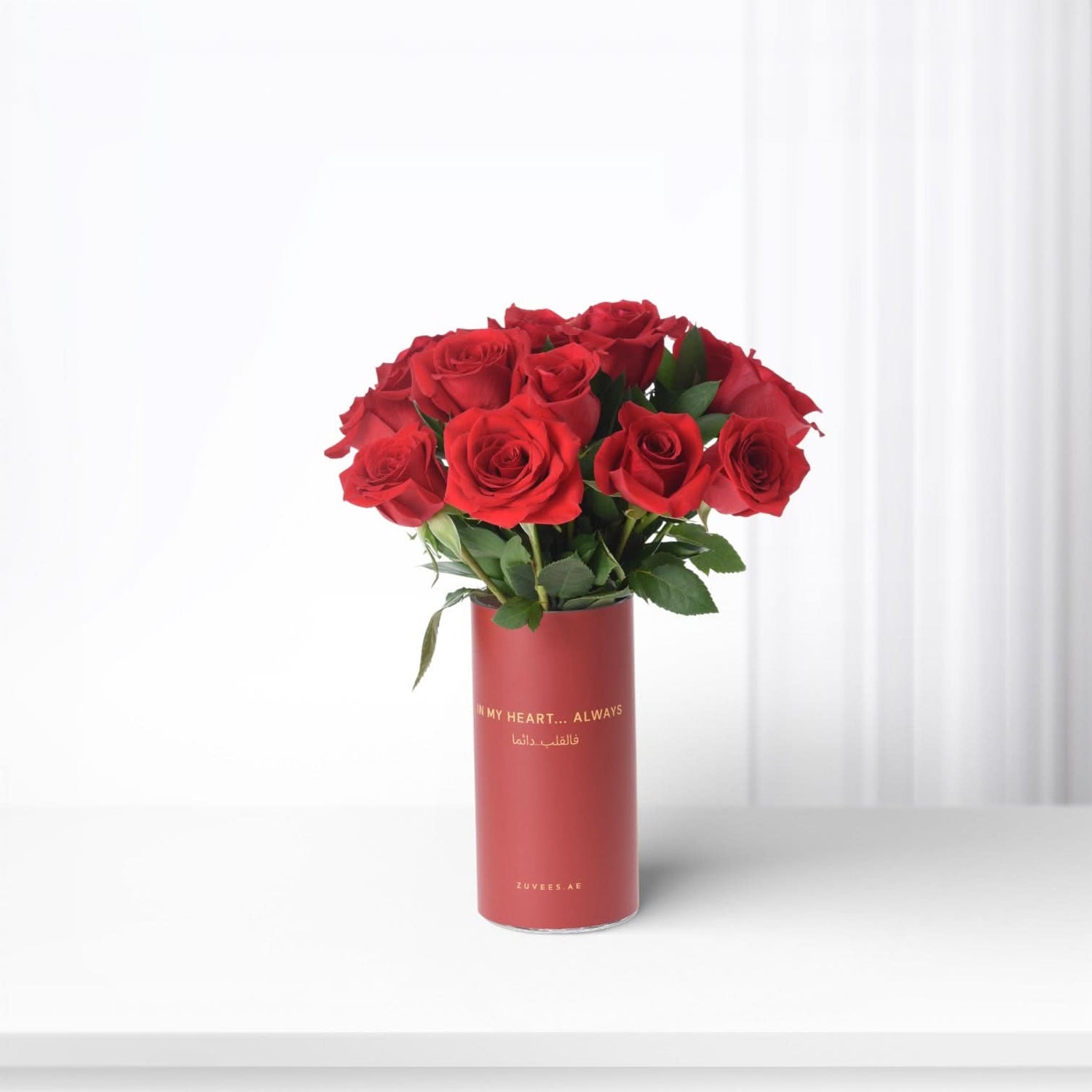 12 Red Roses In Love Vase - Zuvees.ae
