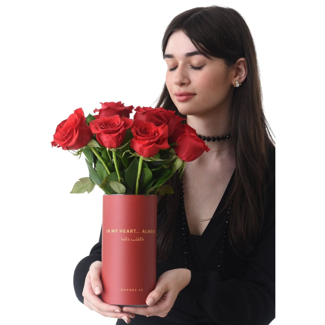 12 Red Roses In Love Vase Cake Combo - Zuvees.ae