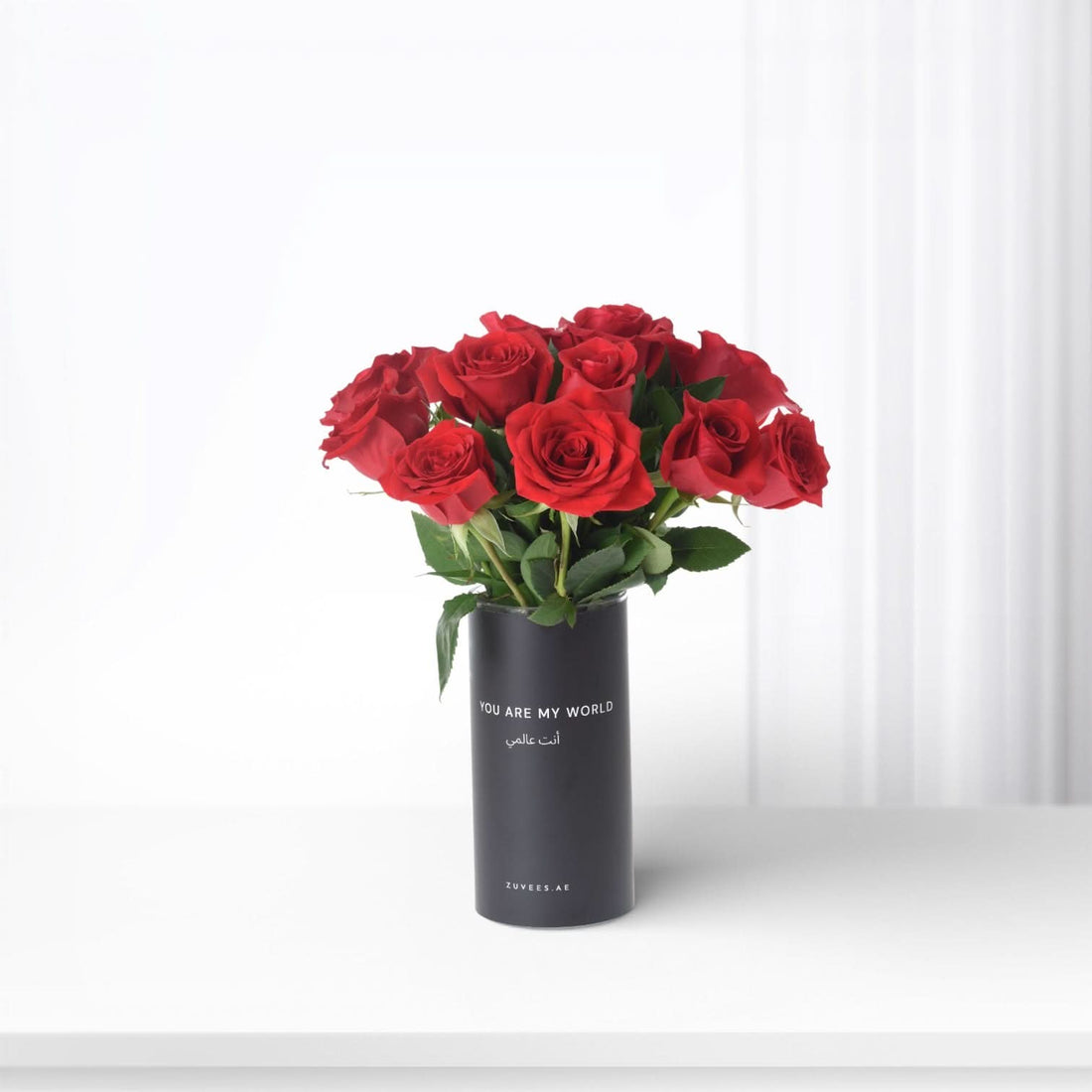 12 Red Roses In You Are My World Vase - Zuvees.ae