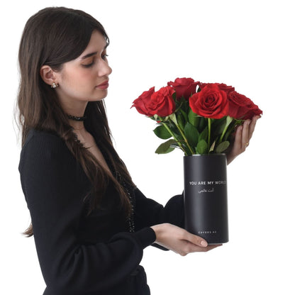 12 Red Roses In You Are My World Vase Cake Combo - Zuvees.ae