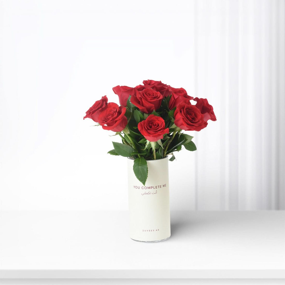 12 Red Roses In You Complete Me Vase - Zuvees.ae