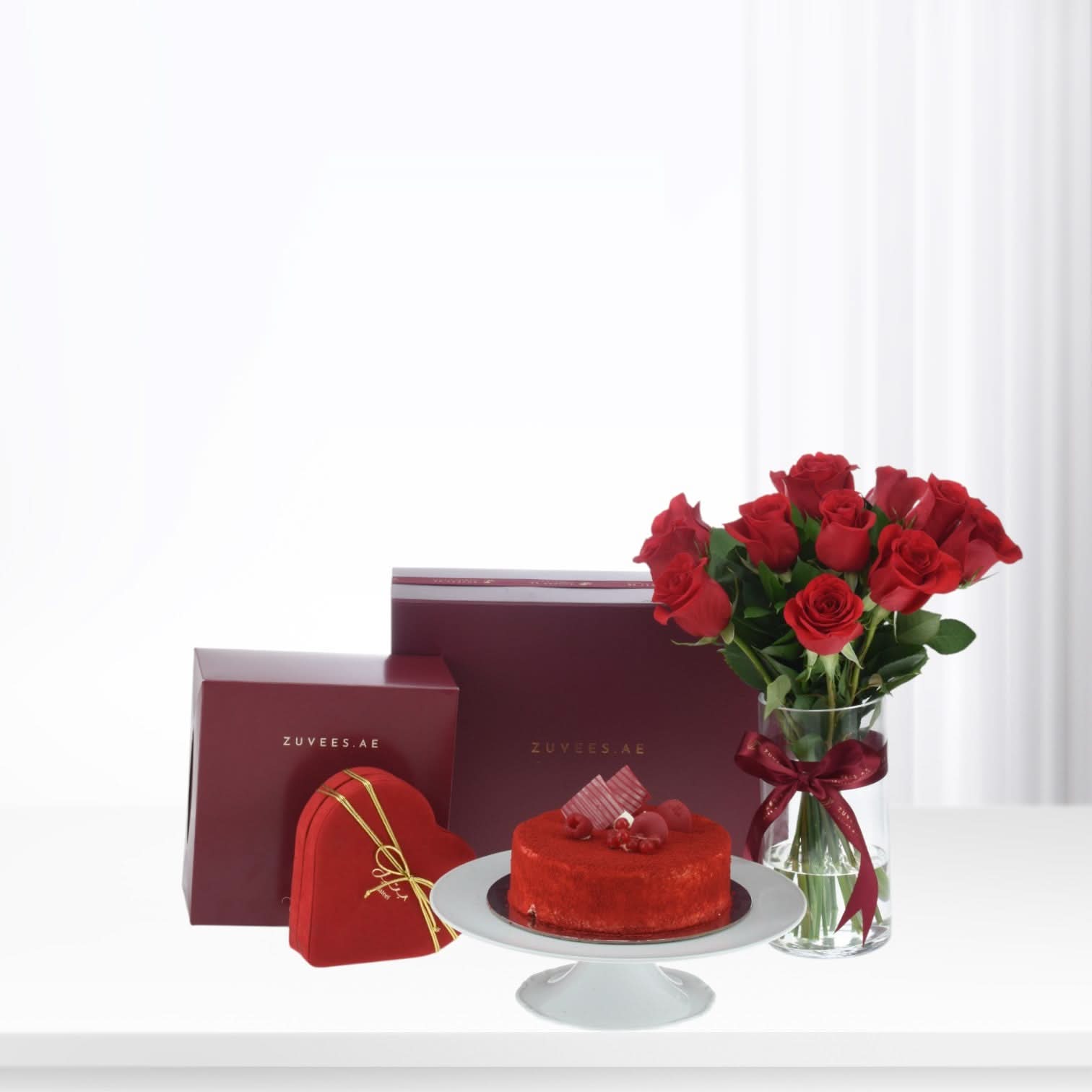 12 Red Roses Box with Sweets Combo - Zuvees.ae