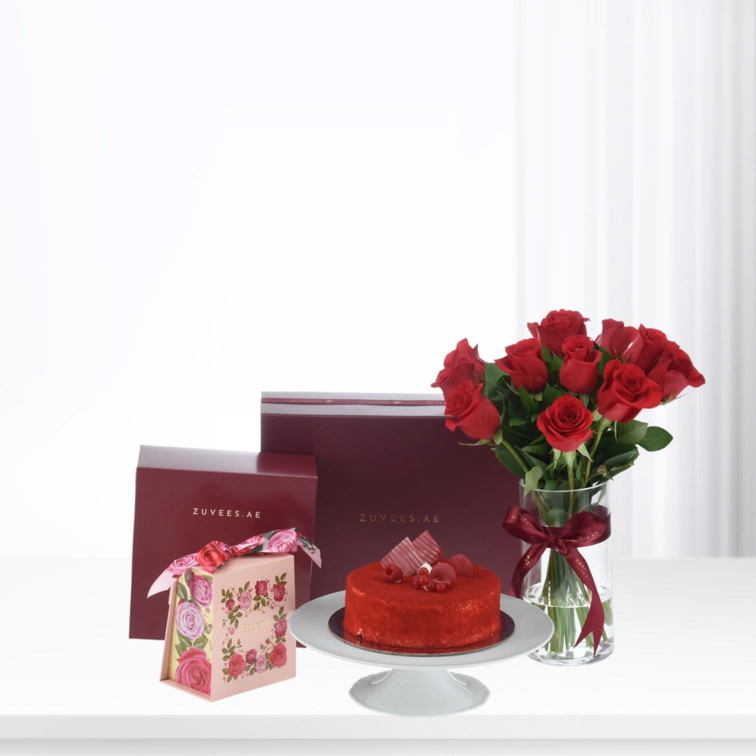 12 Red Roses Box with Sweets Combo - Zuvees.ae