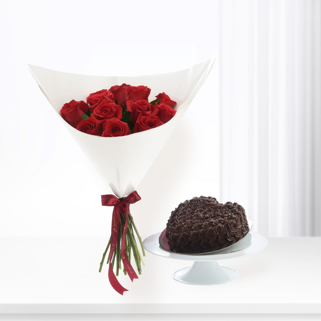 12 Red Roses Love Bouquet Cake Combo - Zuvees.ae