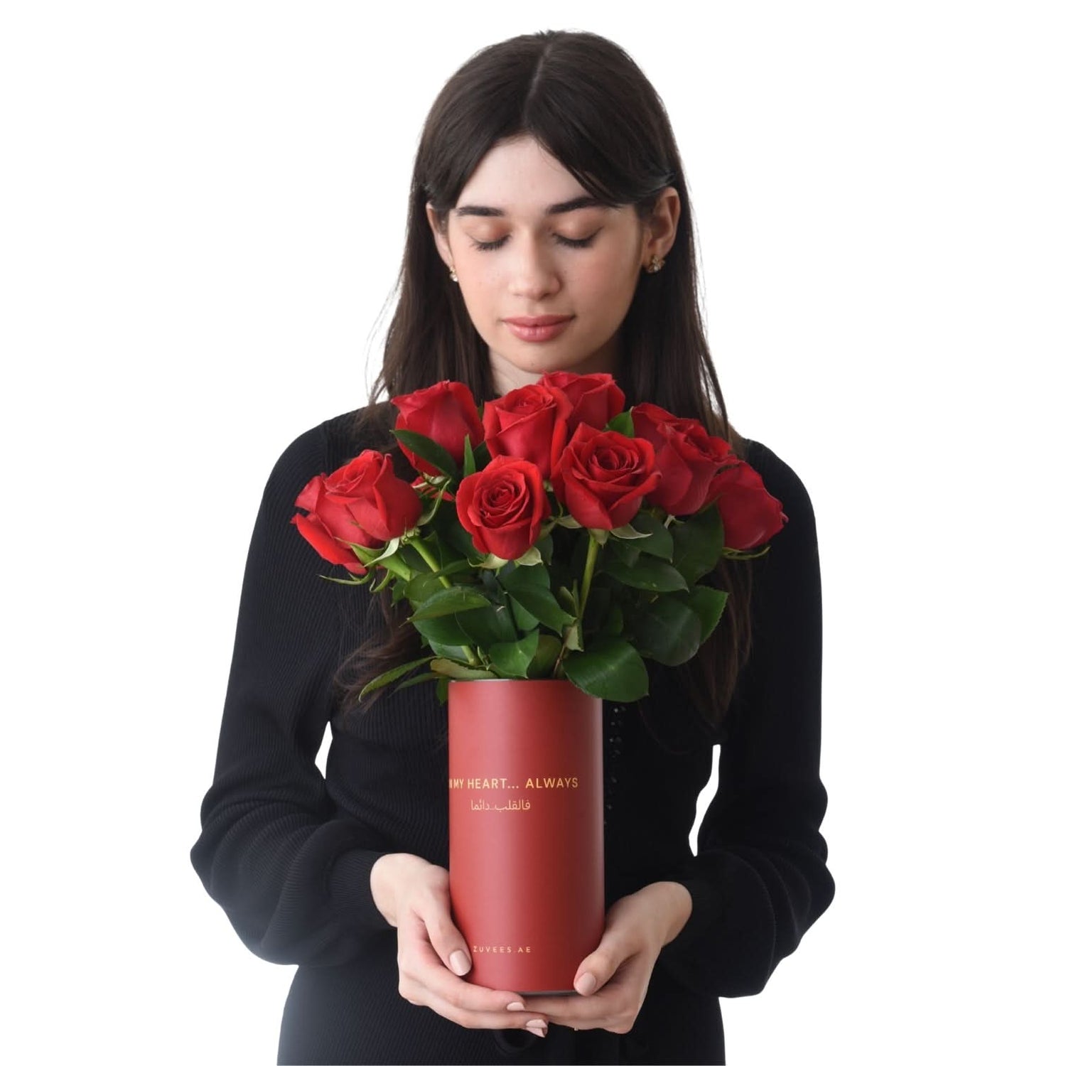 15 Red Roses In In My Heart Always Vase Cake Combo - Zuvees.ae