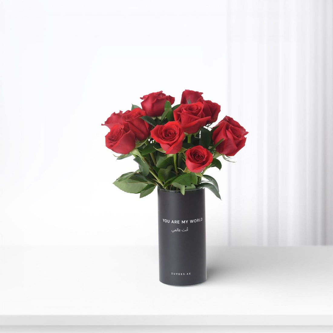 15 Red Roses In Black Love Vase - Zuvees.ae